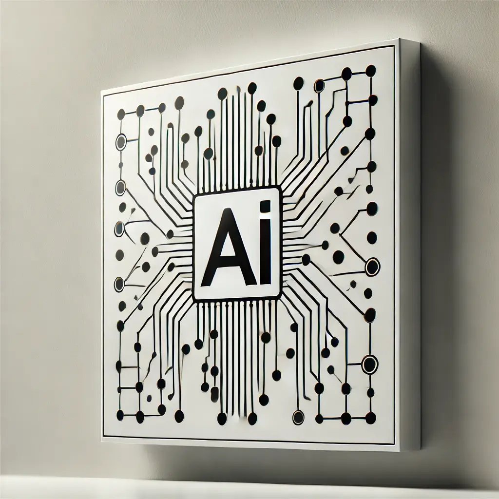 DALL·E 2025-02-16 16.58.21 - A minimalistic black-and-white digital illustration representing AI readiness. The design is clean and modern, featuring an abstract AI-themed circuit